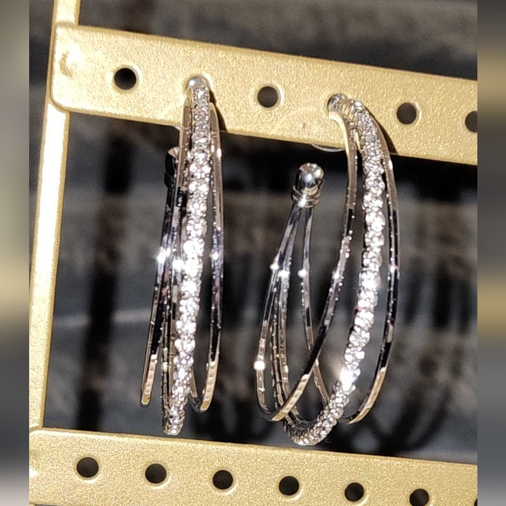 Dazzling Silver Crystal Hoop Earrings